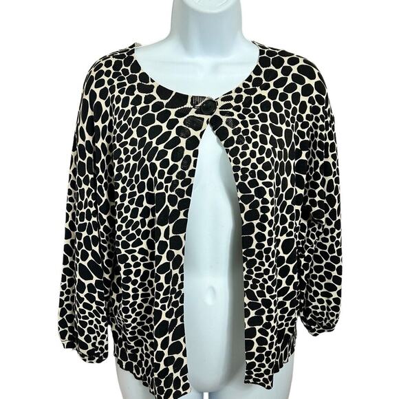 Chaus Animal Print Sweater Sz Large Petite Silk Blend 3/4 Sleeve Layering Top - Picture 2 of 6